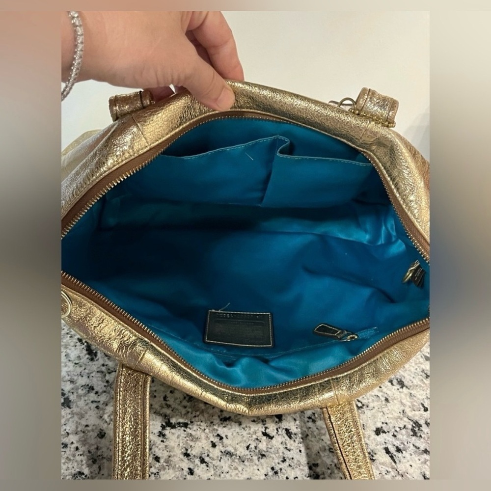 Coach Poppy Gold Metallic Shoulder Bag - Picture 9 of 14